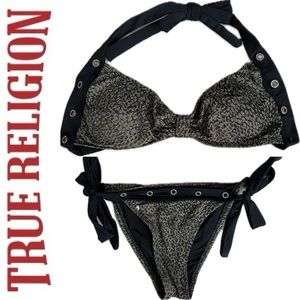 True Religion Black and Gray Bikini